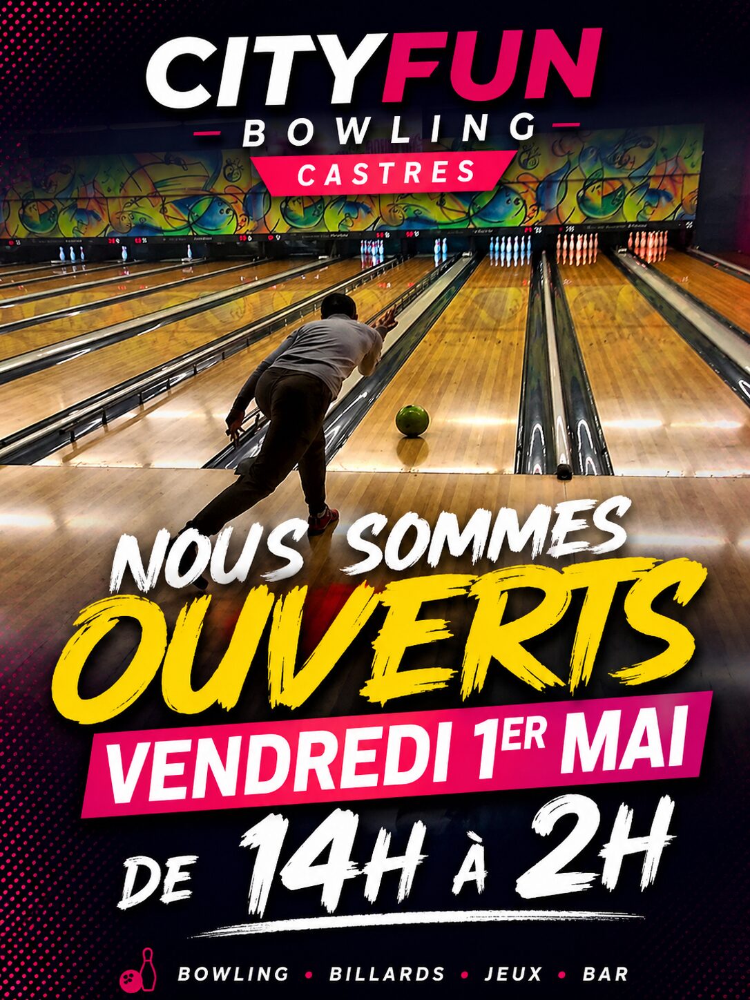 Bowling Castres TARN OUVERTURE 1ER MAI 14H/2H