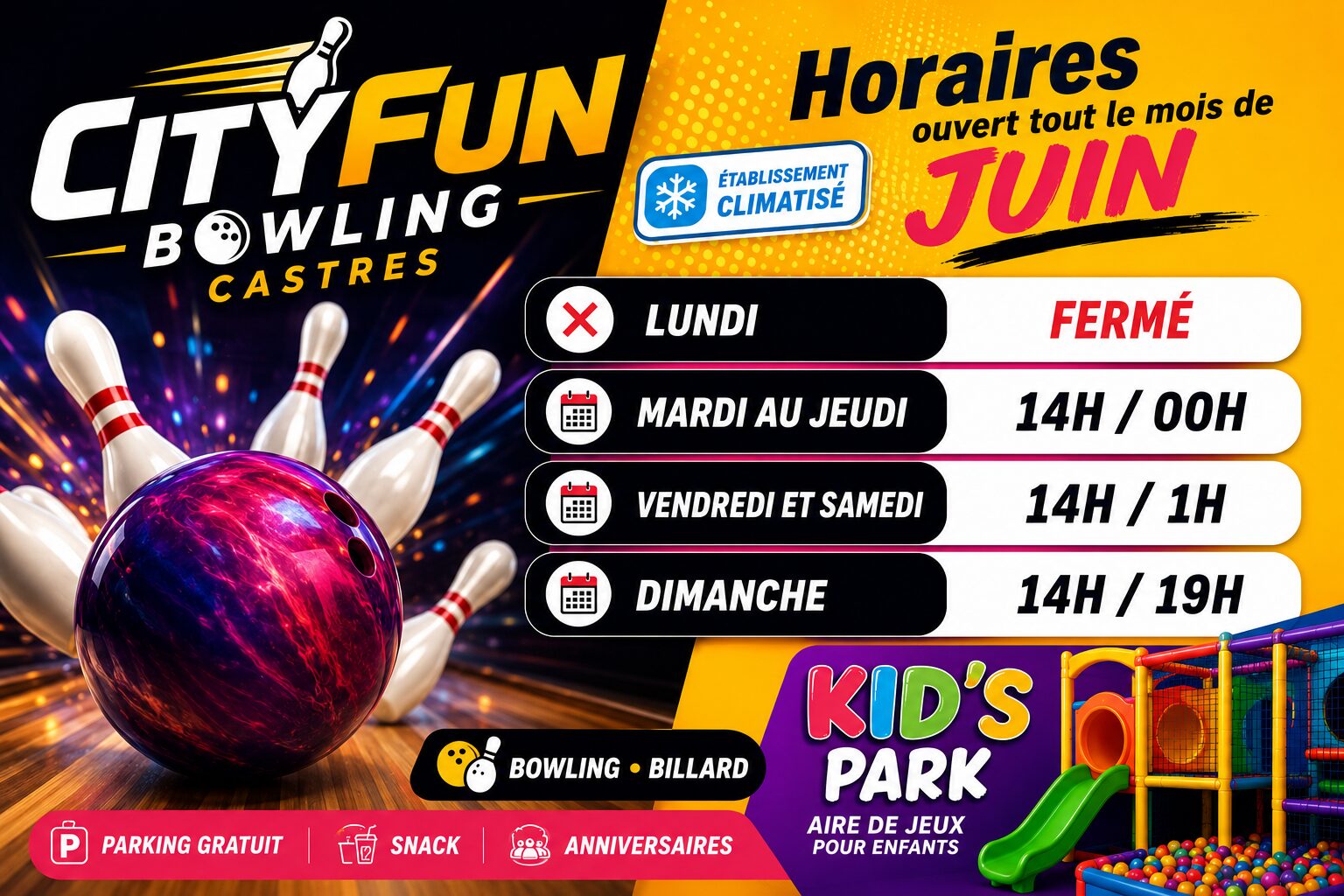 Horaires ouvertures Juin 2026
