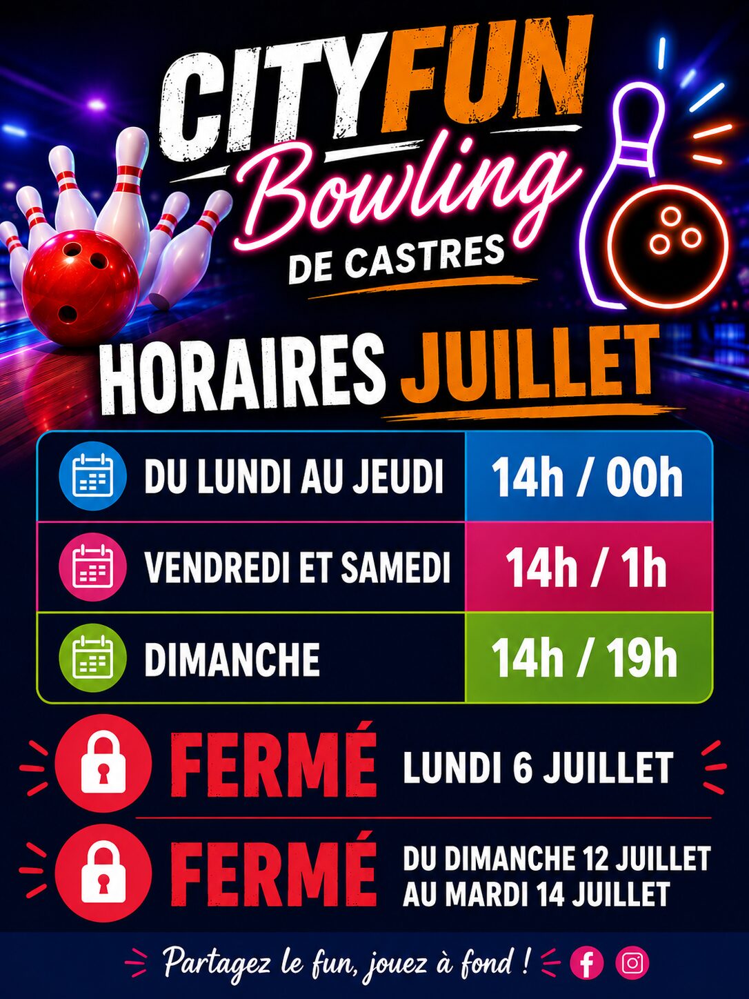 HORAIRES JUILLET CITYFUN CASTRES